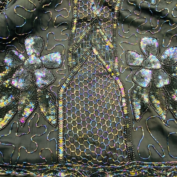 GOLD STAR BLACK BEADED SKIRT AND BLOUSE OUTFIT VINTAGE - Picture 10 of 10